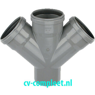 PVC Dubbel T Stuk 3 x manchet/Spie