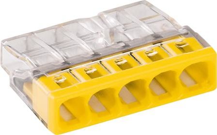 WAGO Transparante lasklem 5 voudig geel - doos &aacute; 100 stuks