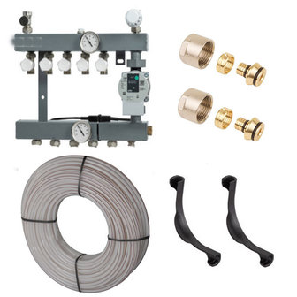 Vloerverwarming set voor 94 -106 M2 - 9 groepen, compleet geleverd