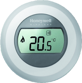 Round Wireless, Kamerthermostaat draadloos, batterij gevoed, 5..35 graden, verlicht display, optimal comfort, wit.