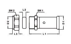 Henco perskoppeling - overgangs stuk 20 mm x 22 mm knel