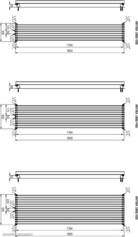 Plieger Antika 1800 x 500 mm (1485 watt) kleur wit structuur middenonder aansluiting