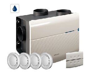 Woonhuisventilator Orcon MSV-15RHB met vochtsensor + afstand bediening + 4 stuks afzuigventielen