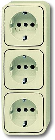 Busch-Jaeger wandcontactdoos 3 voudige met aarde opbouw (BJ 2300-03 EAP)