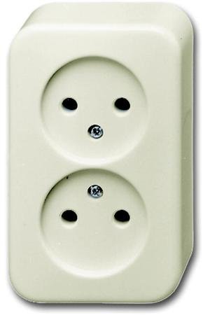 Busch-Jaeger wandcontactdoos dubbel zonder aarde opbouw (BJ 20-02 AP/11-503)