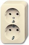 Busch-Jaeger wandcontactdoos dubbel met aarde kind veilig opbouw (BJ 20-02 EAPKS/11-503)