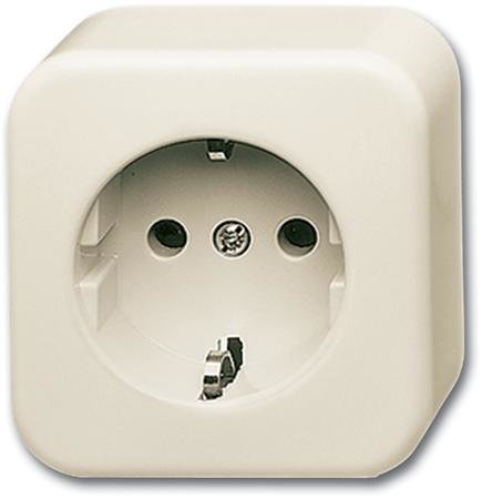 Busch-Jaeger wandcontactdoos enkel met aarde, kind veilig opbouw (BJ 2300 EAPKS/11-503)