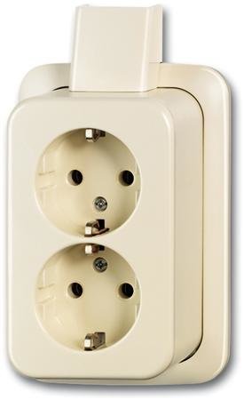 Busch-Jaeger wandcontactdoos dubbel met aarde opbouw (BJ 20-02 EAPJ