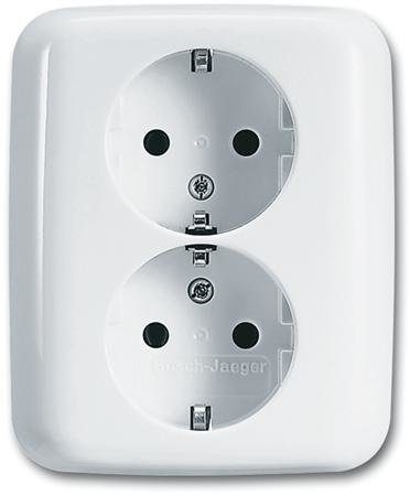 Busch-Jaeger - WCD met RA dubbel volle afdekplaat - kleur r-alpin wit - BJ 20-02 EUJR-214