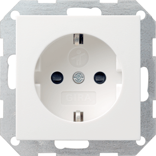 Gira Wandcontactdoos enkel met randaarde kindveilig - Zuiver wit glanzend (ZWG) 275503