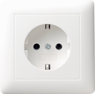 Gira wandcontactdoos enkel met randaarde volle afdekplaat- Zuiver wit glanzend (ZWG) 044003