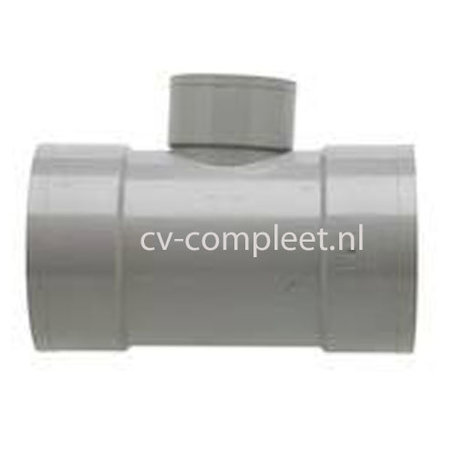 PVC T stuk verlopend 90° - 3 x lijm mof 125 x 110 x 125 mm