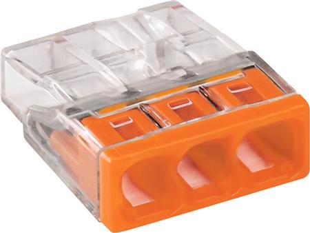 WAGO Transparante lasklem 3 voudig oranje- doos á 100 stuks