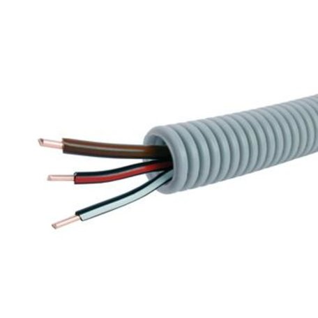 Voorbedrade Flexbuis 16 mm  1 x 2,5 bruin + 1 x 1,5 mm²  zwart/wit  + 1 x 1,5 zwart/rood - rol á 100 meter