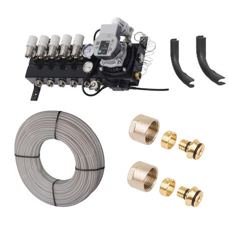 Vloerverwarming set 11 - 23  M2 - 2 groepen met VTE Slim verdeler, 2 rollen vloerverwarmingsbuis 