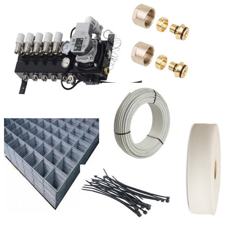 Vloerverwarming set  2 groepen 11 - 23 M2 als hoofdverwarming compleet geleverd met draagmatten