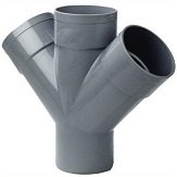 PVC Dubbel T stuk 45¡ 3 x mof/ 1 x spie  125 mm