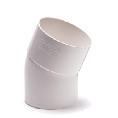 PVC Hemelwaterafvoer bocht 80 mm 22¡ WIT mof/spie verjongd (M/VS)