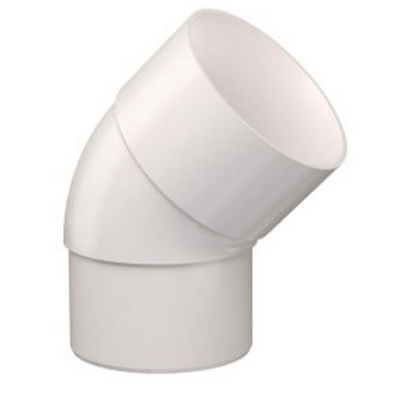 PVC Hemelwaterafvoer bocht 80 mm 45¡ WIT mof/spie verjongd (M/VS)