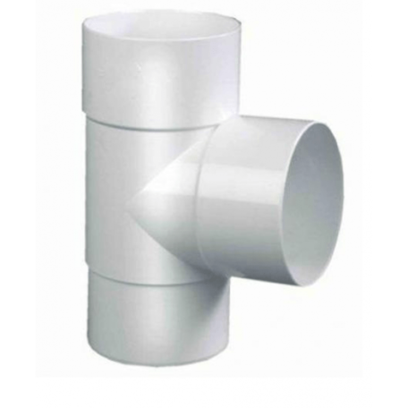 PVC Hemelwaterafvoer T stuk 80 mm 90¡ Wit mof/spie verjongd (spie past in buis)